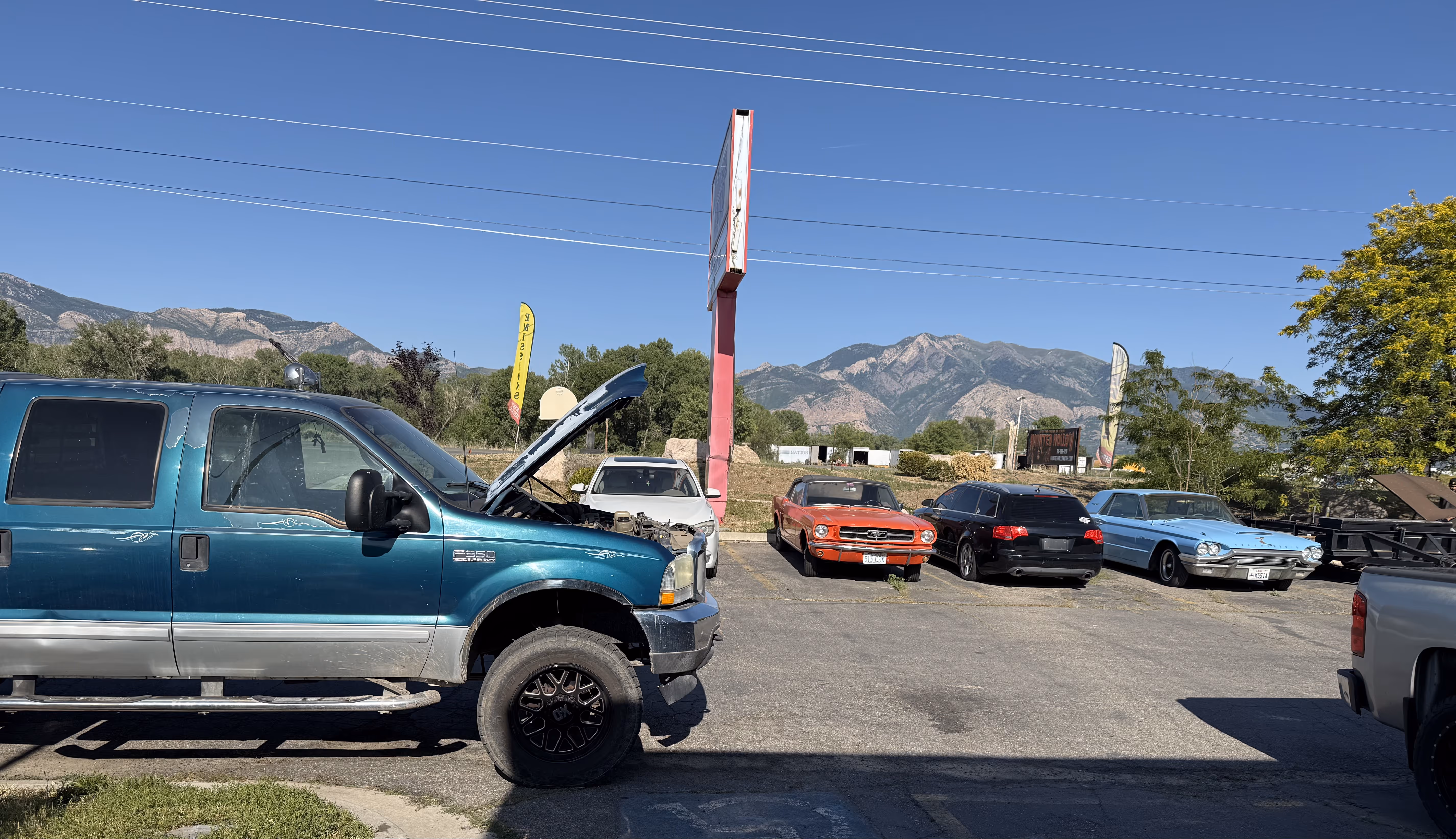truck with hood open